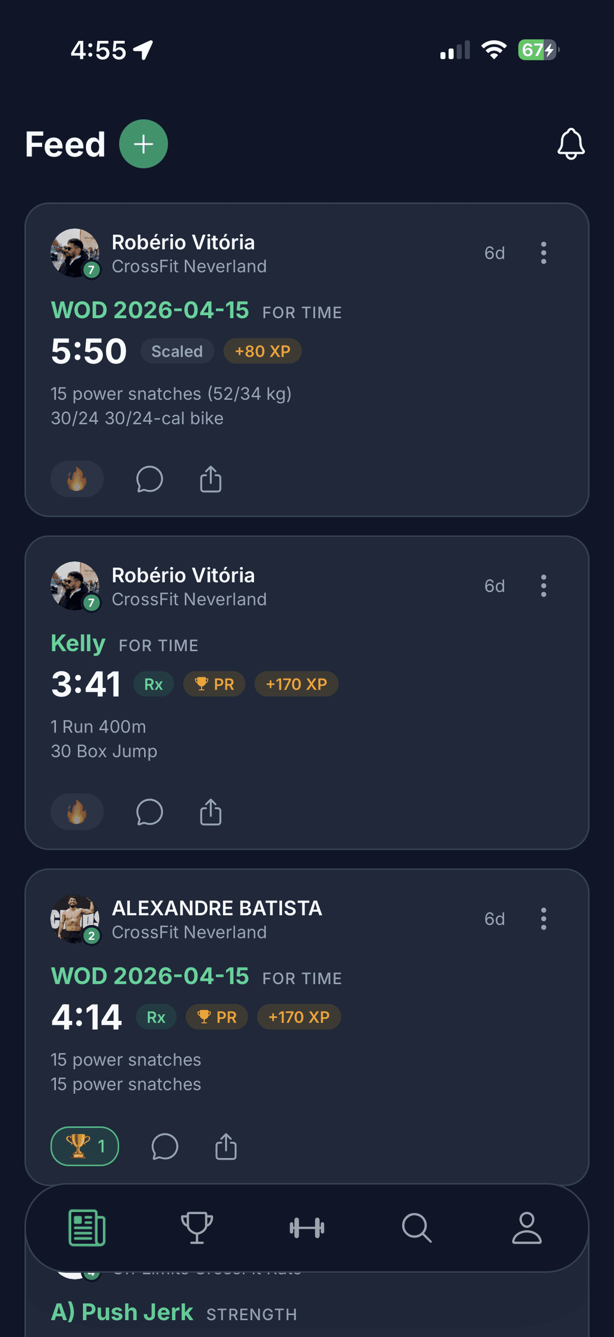 MoveTrack Fitness — Social Feed